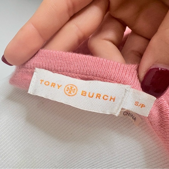 Tory Burch Gemini Link Cashmere Sweater Peach Keyhole Gold Hardware Size Small - Picture 7 of 7